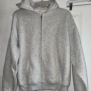 SKIMS Heather Gray Zip-Up Sweater
